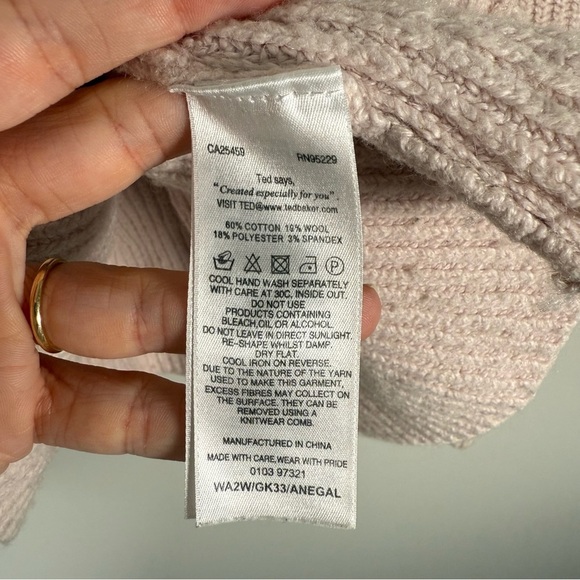 Ted Baker London Wool Blend Knit Peplum Pullover Sweater Shirt Blush Pink Size 2 - Picture 4 of 5